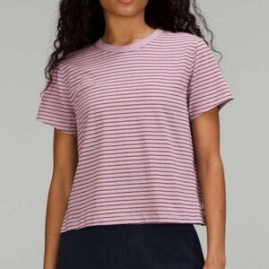 Classic-Fit Striped Parallel Stripe Dusty Rose Red Merlot Women's Top